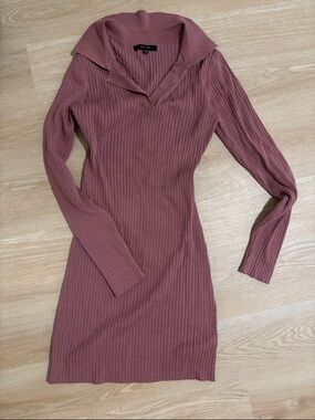 Love Tree Ribbed Polo Midi Dress - Mauve